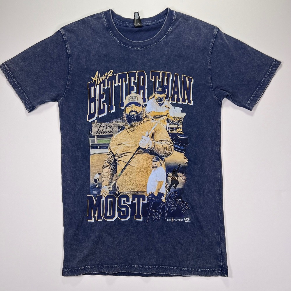 AS Colour Graphic Tee Mens S Navy Blue Fat Perez Bob Does Sports Mineral Wash